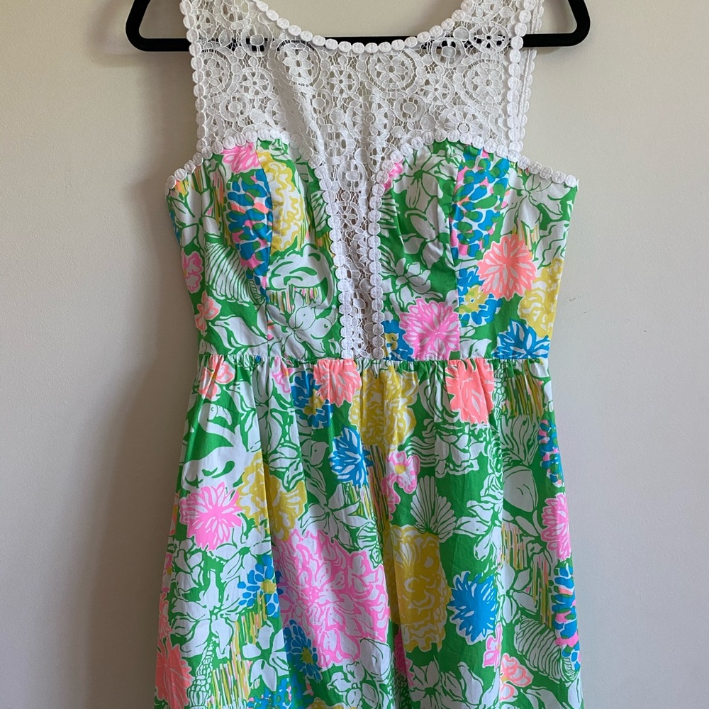 ILY PULITZER | Patterned Tank Lace Dress (Size 6)